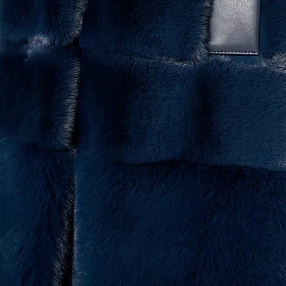 Dennis Basso Pelted Faux Fur Jacket/Coat with Stand Collar Size XL Slate Blue - Picture 6 of 6